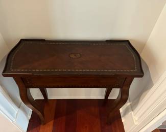 G37 - $60 - Seven Seas by Hooker Furniture small table. Measures 11" deep x 28" long x 31.5" tall. Has single drawer.