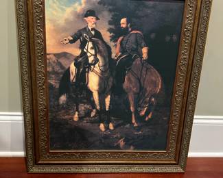 H24 - $85. "Last Meeting" Robert E. Lee & Stonewall Jackson Beautifully Framed Print. Measures 21" x 26".