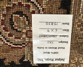 G5 - $250. Jaipur Rug measures 6' x 9'. Hand Woven - 100% wool.