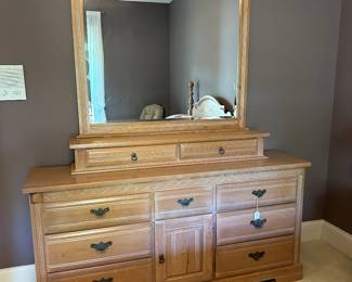 G11 - $150 Dresser & Mirror measures 17" deep x 68" wide x 87" tall with mirror.