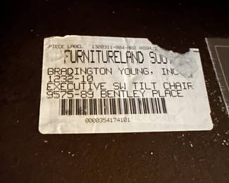 H26 - $275 - Bradington Young Leather Office Chair on casters. Purchased from Furnitureland South.