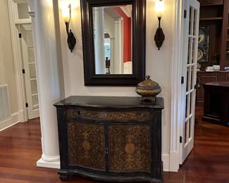 G46 - $350. Entry Cabinet measures 19" deep x 46" wide x 46" tall. Purchased at Furnitureland South. G47 $75 - Mirror (can hang either direction) measures 30" x 42".