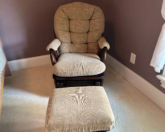 G13 - $100. Best Chairs brand Glider Rocker & Ottoman. Measures 26" wide x 39" tall.