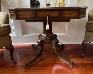G19 - $950. Maitland Smith Choate Game Table. Measures 32" square x 30" tall. Legs have been repaired - see photos. Game pieces NOT included.