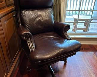 H26 - $275 - Bradington Young Leather Office Chair on casters. Purchased from Furnitureland South.