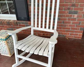 G3 - $40 Each. 2 available - White rocking Adirondack chairs.