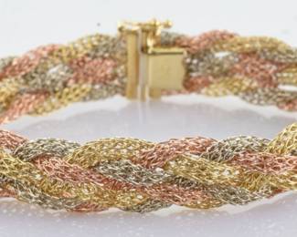 Mayor's Braided Mesh Bracelet in 14k Multi Tone Gold 7.5" - 13.8g -- $800