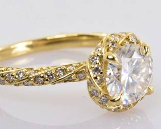 Brilliant Earth Moissanite and Diamond Nova Engagement Ring 18k Gold Size 5 -- $1250