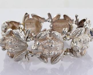 Vintage Tiffany & Co. Frog / Toad Bracelet in Sterling Silver 7.5" -- $1000