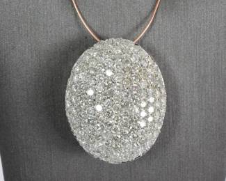 Diamond Pave Oval Puff Pendant 3.84 Carats in 14k White Gold -- $1500