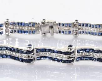 Sapphire & Diamond Tennis Bracelet 18k Gold - 7.56 Carats - 7.25" -- $2000