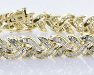 Diamond Tennis Bracelet S Style Crossover in 14k Yellow Gold 4.93 Carats 8" -- $2300