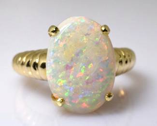 Gorgeous Vintage Opal Ring in 14k Yellow Gold 3.19 Carats Size 7 -- $600