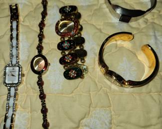 Assorted costume jewelry and watches