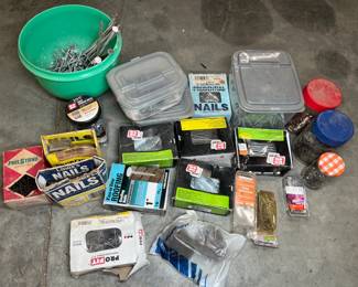 Large Lot of Nails, Screws & Fasteners