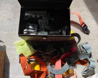Large Box of Lead Diving Weights, Belts, & Straps