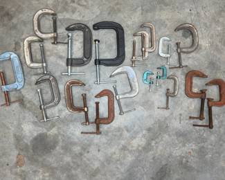 Eighteen C-Clamps,
- Two 1"
- Four 2"
- Eight 3"
- One 2.5"
- Three 4"