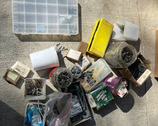 Large Lot of Nails, Screws, Bolts & Fasteners