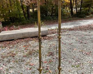 2 Vintage Matching Brass Floor Lamps