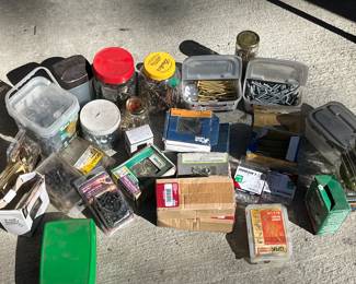 Large Lot of Nails, Screws, Bolts & Fasteners