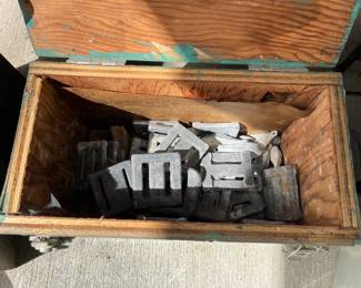 Large Wooden Box of Lead Weights