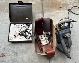 
- Craftsman 200 Soldering Iron - Works
- Chicago Electric Belt Sander - Model #94748 - Works
- 12 Sanding Belts in various sizes plus 1 abrasive cloth
