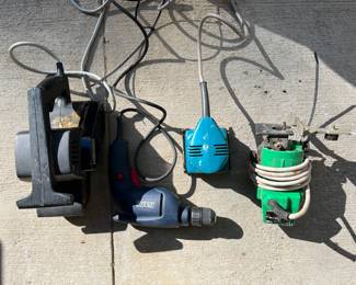 
- Craftsman Sander - 3" belt - Model #315.11720
- GMC Drill - Global Machinery 4amp
- Electric Trimmer - .25" - Model #tr-6
- Makita Finish Sander - Model #bo4510
- See photos for Details & Conditions