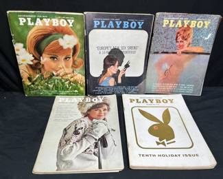 Five 1963 Playboy Magazines