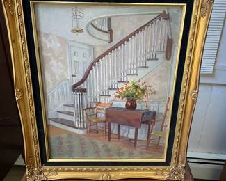 Interior Living Room Painting in Gold Ornate Frame