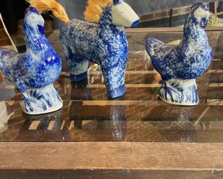 Eldreth Pottery Salt Glazed Horse and Roosters 