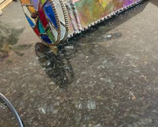 Vintage Stained Glass Kaleidoscope Double Wheel