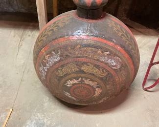 Large Art Vessel / Huge Painted Vase