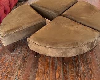 Round Suede Coffee Table - Splits in Half's/Quarters - 55"W x 14.5"T