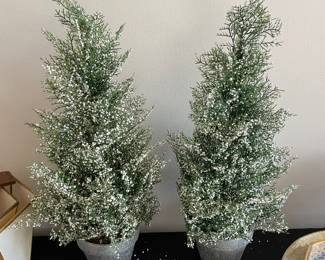 Mini Snowy Cedar Table Top Tree - Set of 2 - 