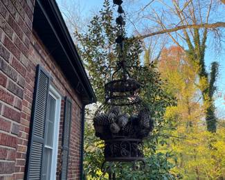 Antique Black Ornate Iron Hanging Cage - Set of 2 -