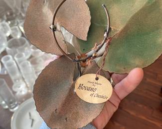 Bovano of Cheshire Vintage Enamel on Copper Lily Pads Art