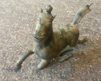 Vintage Bronze Flying Horse of Gansu on Swallow Metal Statue Chinese 