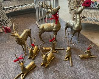 Vintage Collection of  Brass Deer and Reindeer Statues