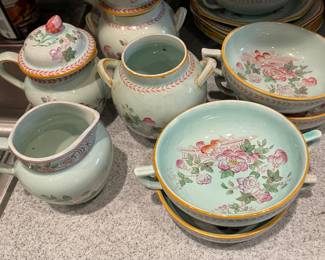 Vintage Calyx Ware Cherry Blossom Set