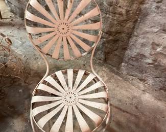 Vintage Francois Carre Sunburst Outdoor Patio Chairs and Bench