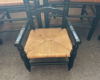 Antique Shaker Oak Ladderback Country Farmhouse Rush Seat Dining Chair Childs