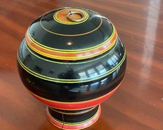 Vintage Turned Wood Polychrome Urn 