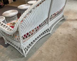Antique White Wicker Sofa Summer Porch Life Furniture 