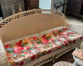 Antique White Wicker Sofa Summer Porch Life Furniture 