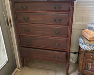 Antique All Wood 5 Drawer Dresser 