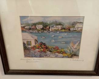 Carole Holing "Hamilton Harbour Bermuda" Signed Watercolor Framed 