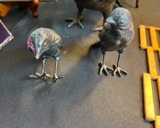 Primitive Large Life-Sized Decorative Black Cast Iron Raven Crow Bird 