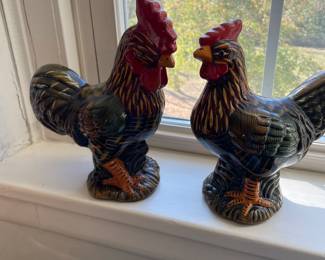 Vintage Ceramic Kitchen Chicken and Rooster 