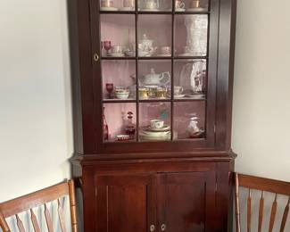 Antique Corner Hutch Cabinet