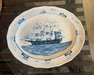 Vintage Oxney Green - Nautical Ships Large Serving Platter
